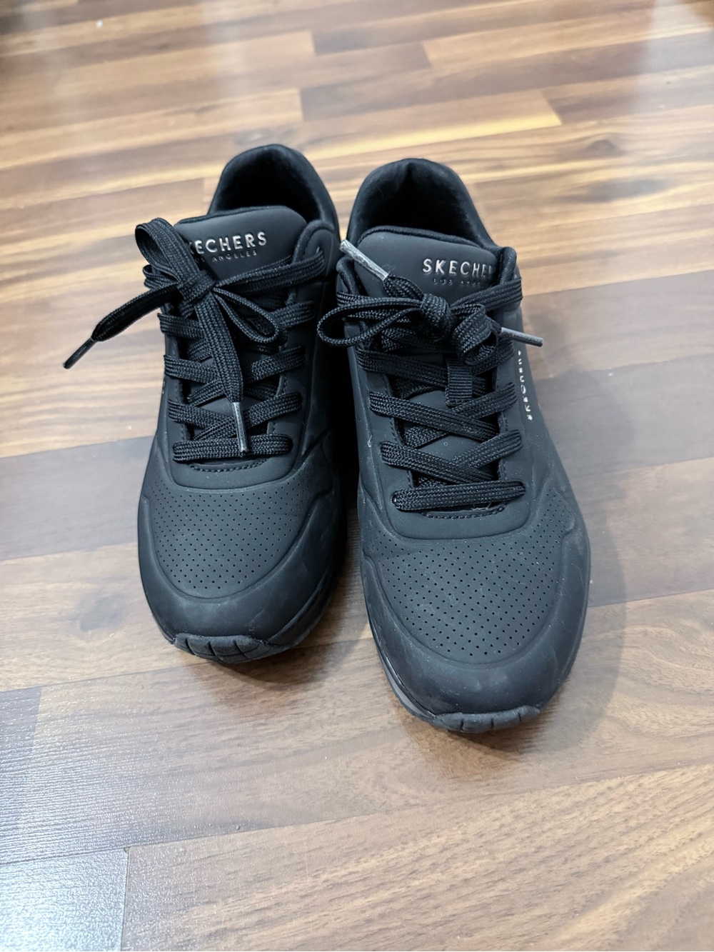 Skechers Women’s Black Perforated Lace-Up Sneakers